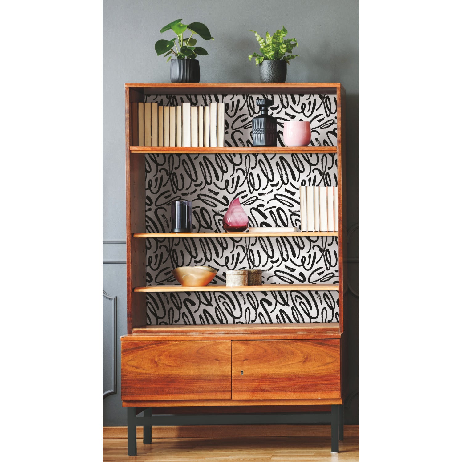 Curly Strokes Peel and Stick Wallpaper in a room setting