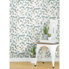 Cat Coquillette Eucalyptus Peel and Stick Wallpaper in a room setting