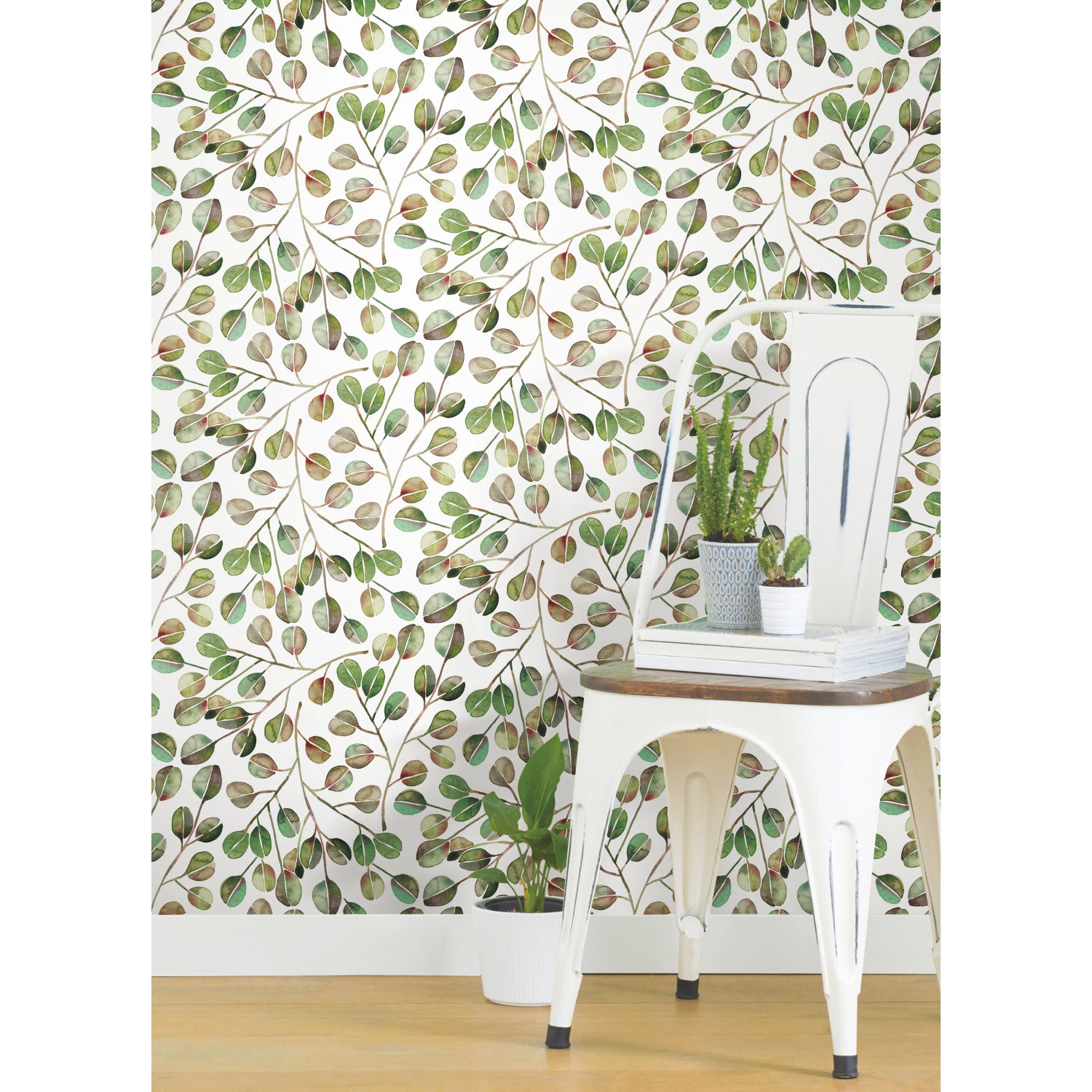 Cat Coquillette Eucalyptus Peel and Stick Wallpaper in a room setting