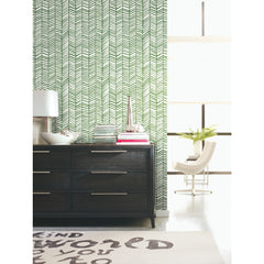 Cat Coquillette Herringbone Peel and Stick Wallpaper in a room setting
