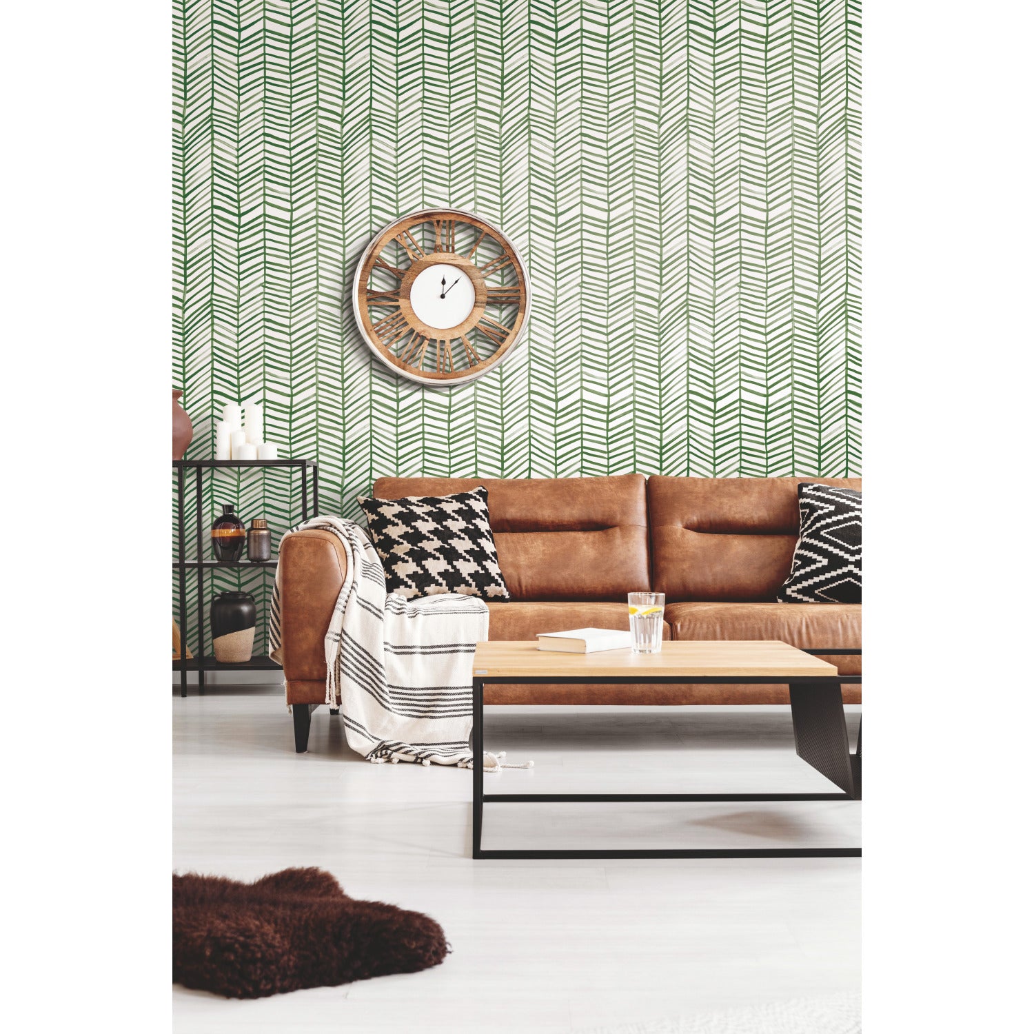 Cat Coquillette Herringbone Peel and Stick Wallpaper in a room setting