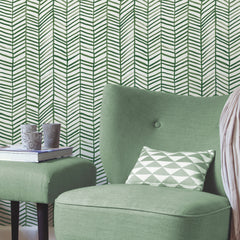 Cat Coquillette Herringbone Peel and Stick Wallpaper in a room setting