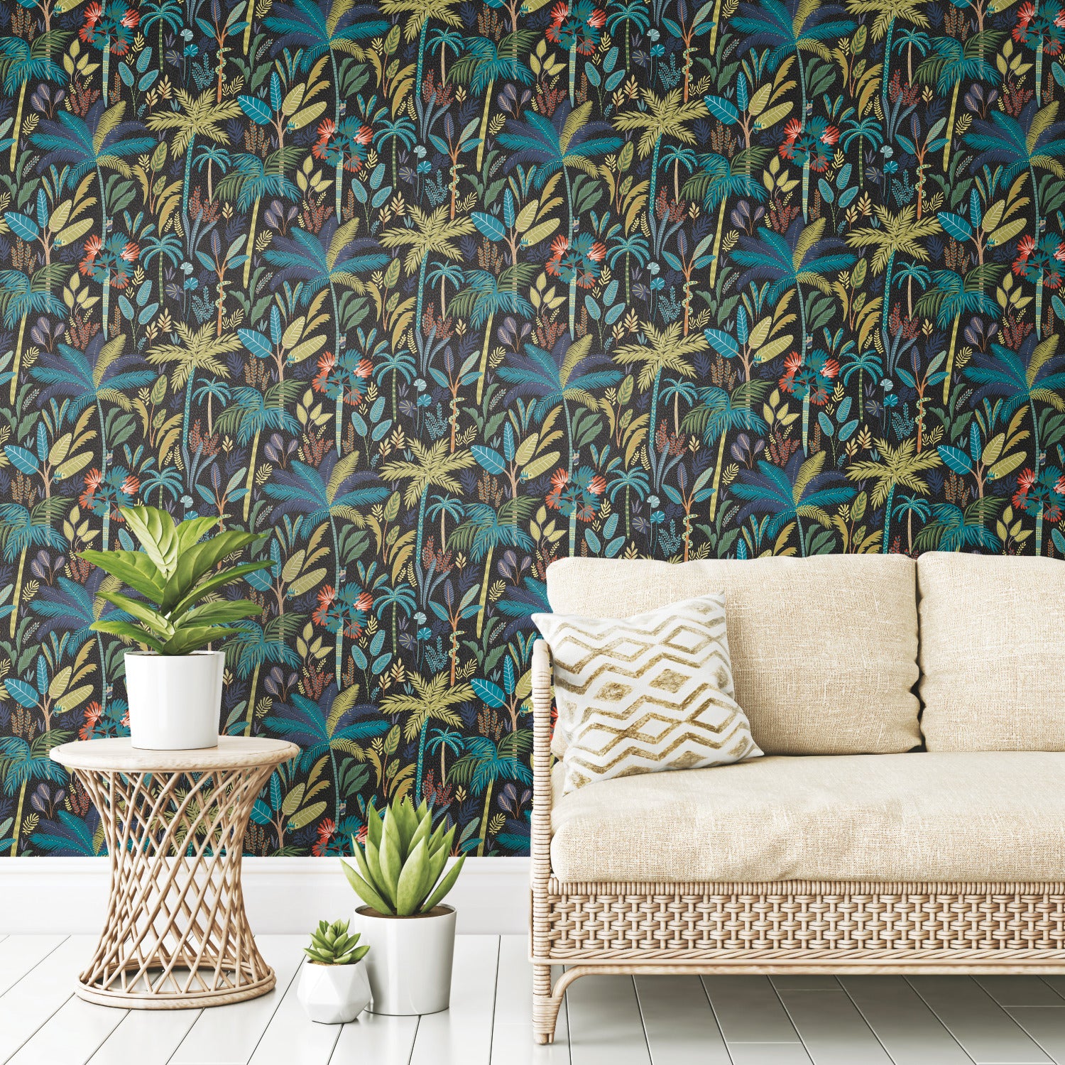 Tropical Eden Peel and Stick Wallpaper in a room setting