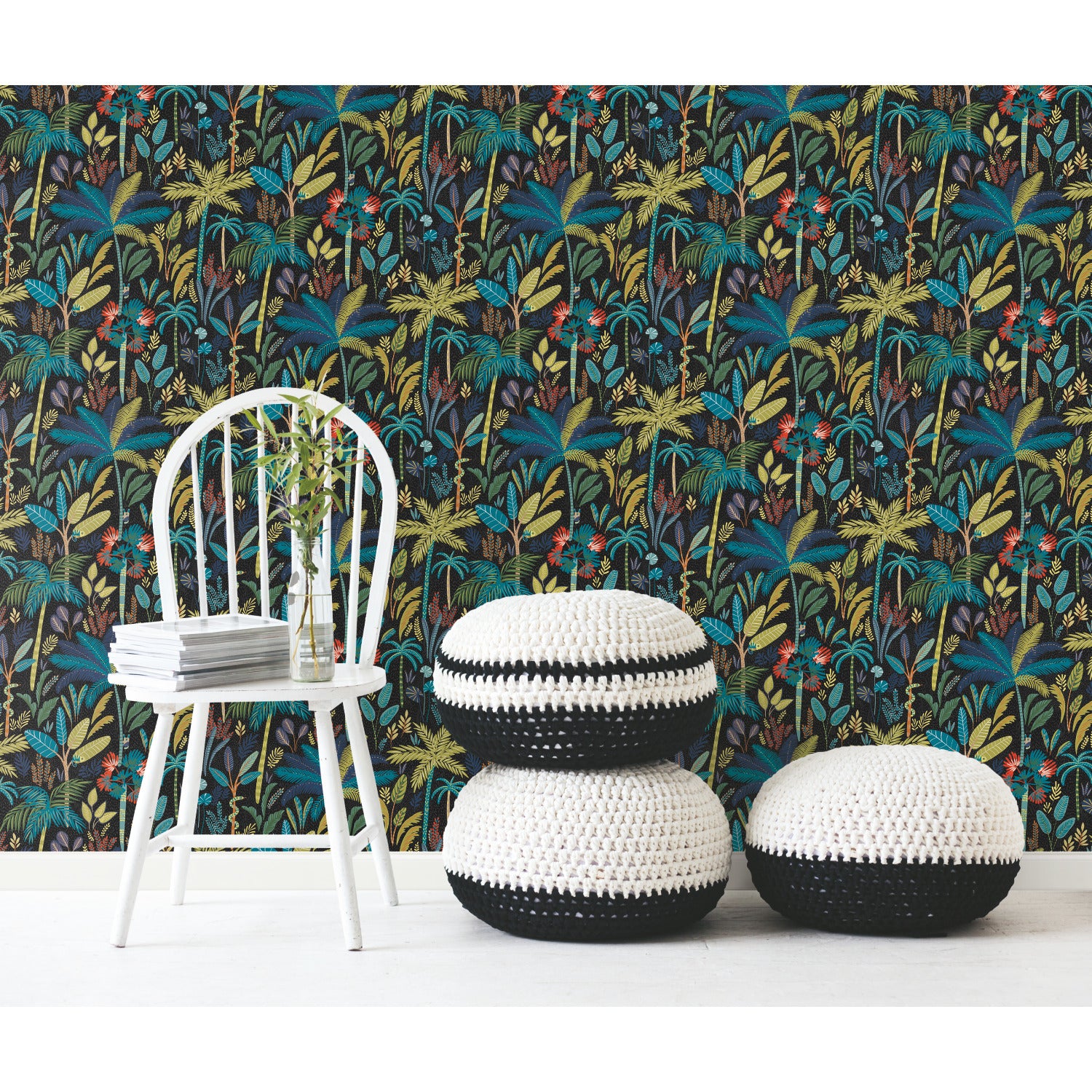 Tropical Eden Peel and Stick Wallpaper in a room setting