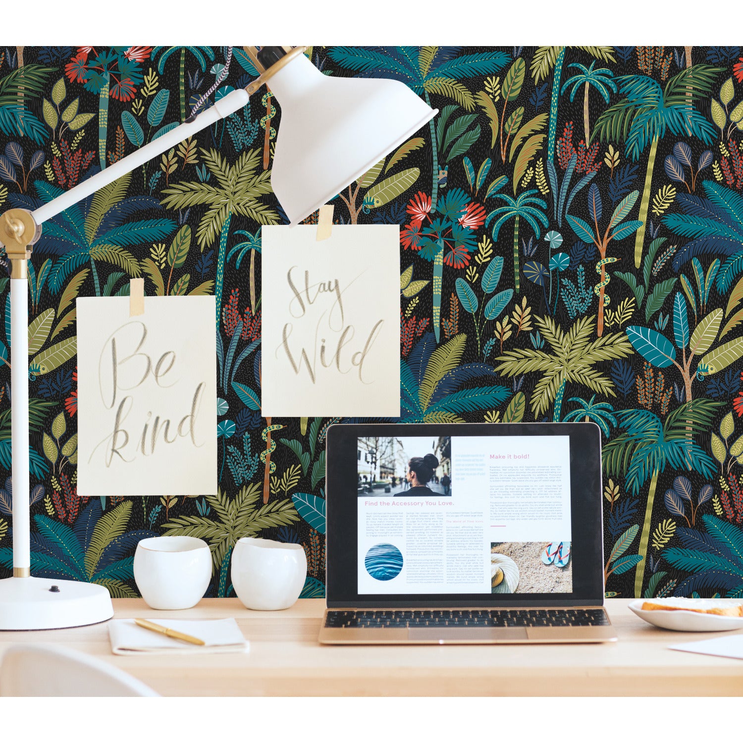 Tropical Eden Peel and Stick Wallpaper in a room setting