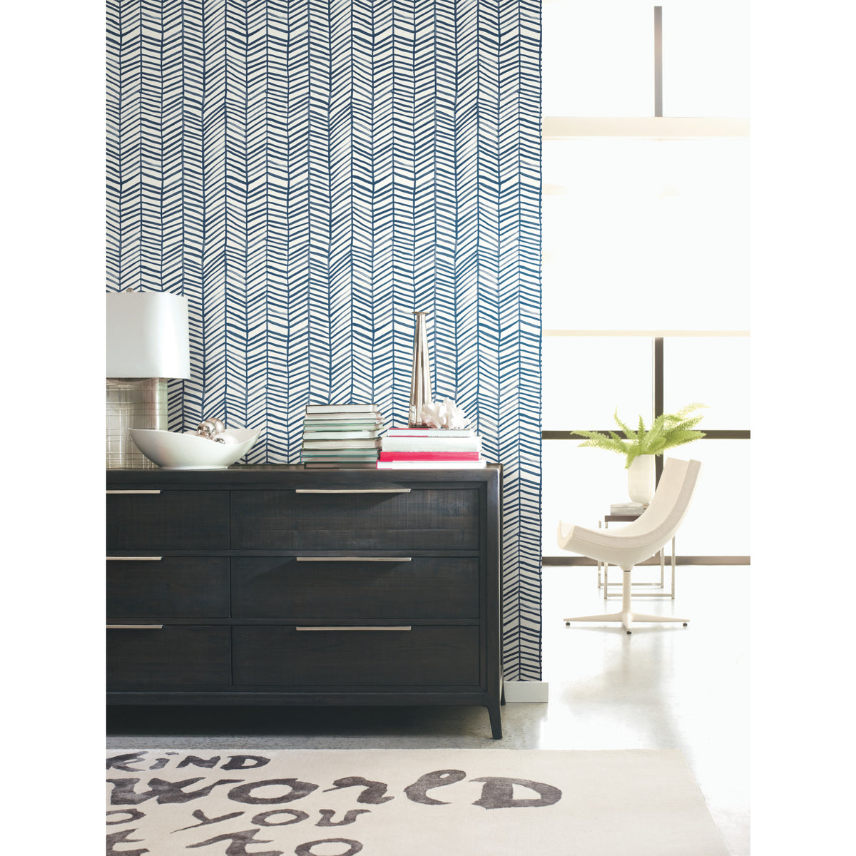 Cat Coquillette Herringbone Peel and Stick Wallpaper in a room setting