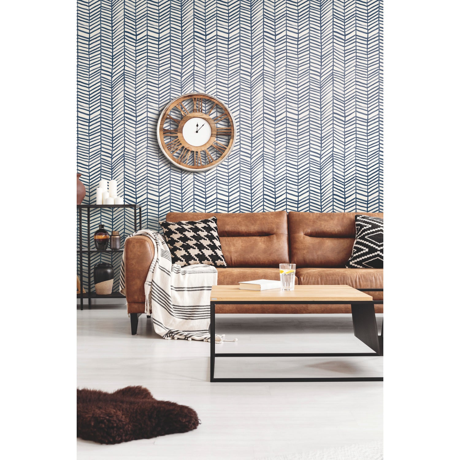Cat Coquillette Herringbone Peel and Stick Wallpaper in a room setting