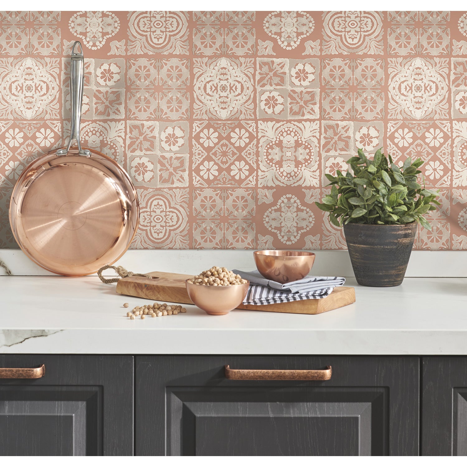 Marrakesh Tile Peel and Stick Wallpaper in a room setting
