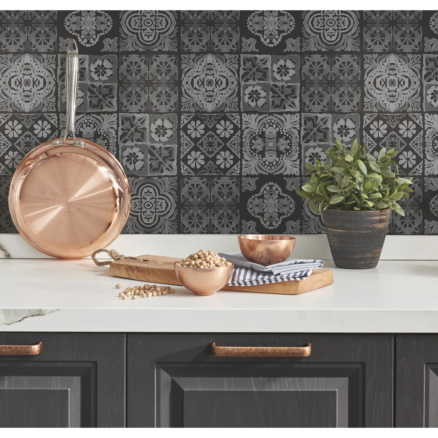 Marrakesh Tile Peel and Stick Wallpaper in a room setting