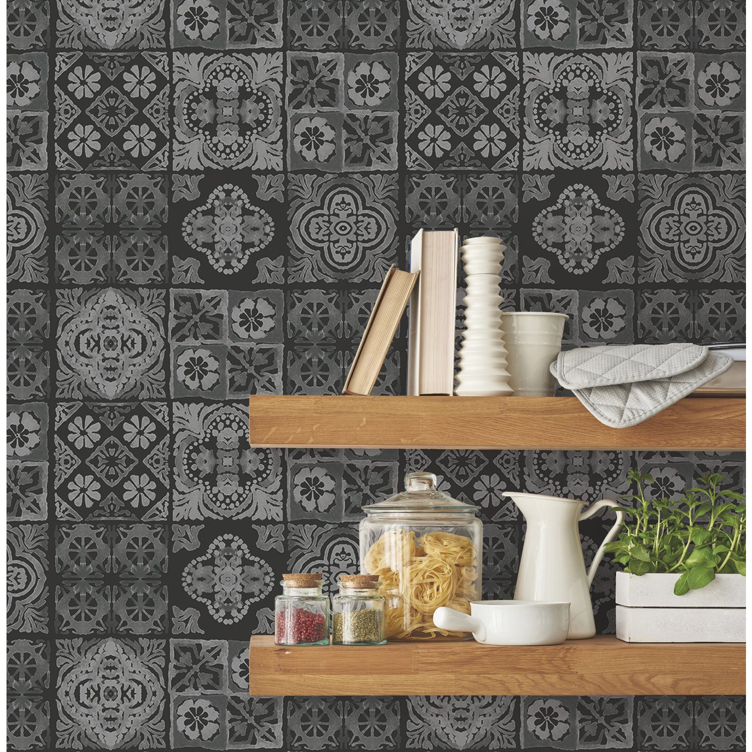Marrakesh Tile Peel and Stick Wallpaper in a room setting