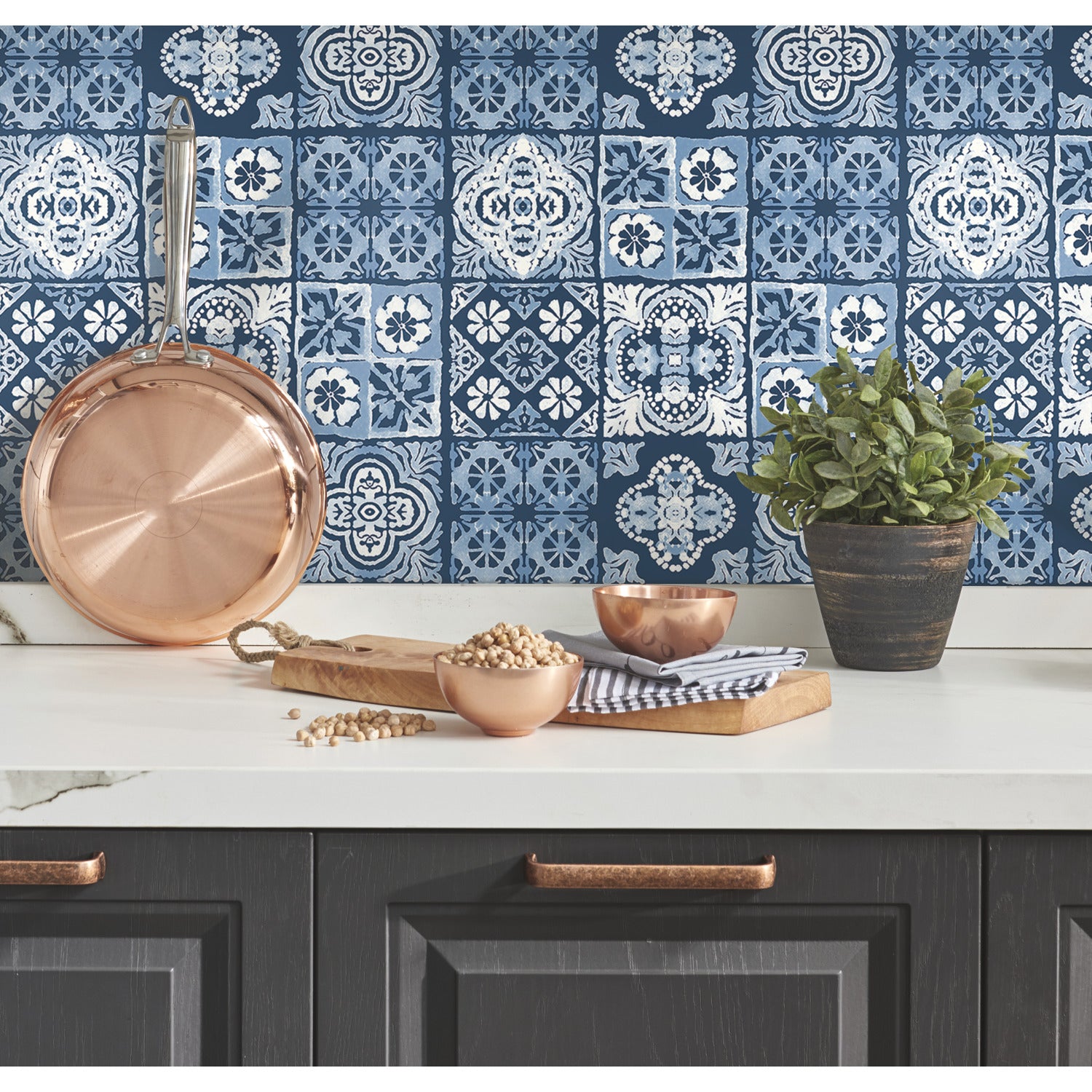 Marrakesh Tile Peel and Stick Wallpaper in a room setting