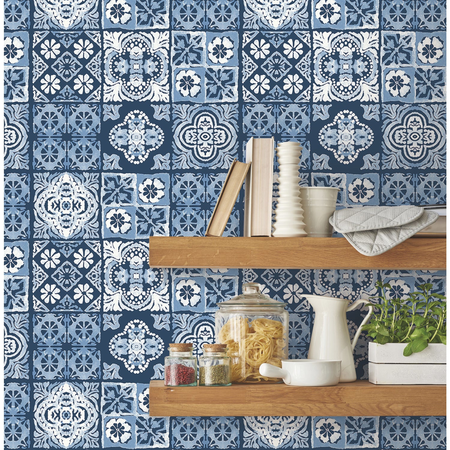 Marrakesh Tile Peel and Stick Wallpaper in a room setting