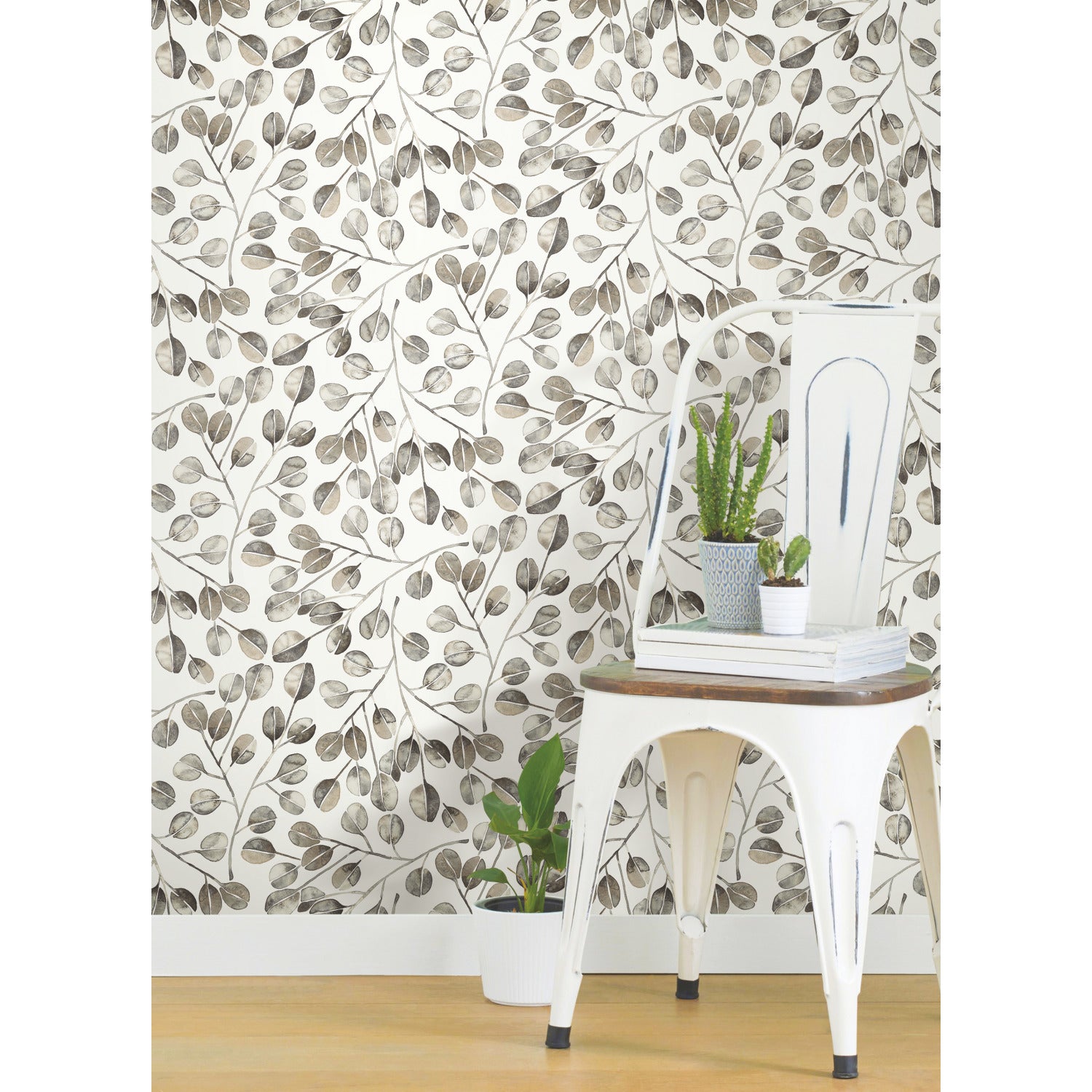 Cat Coquillette Eucalyptus Peel and Stick Wallpaper in a room setting