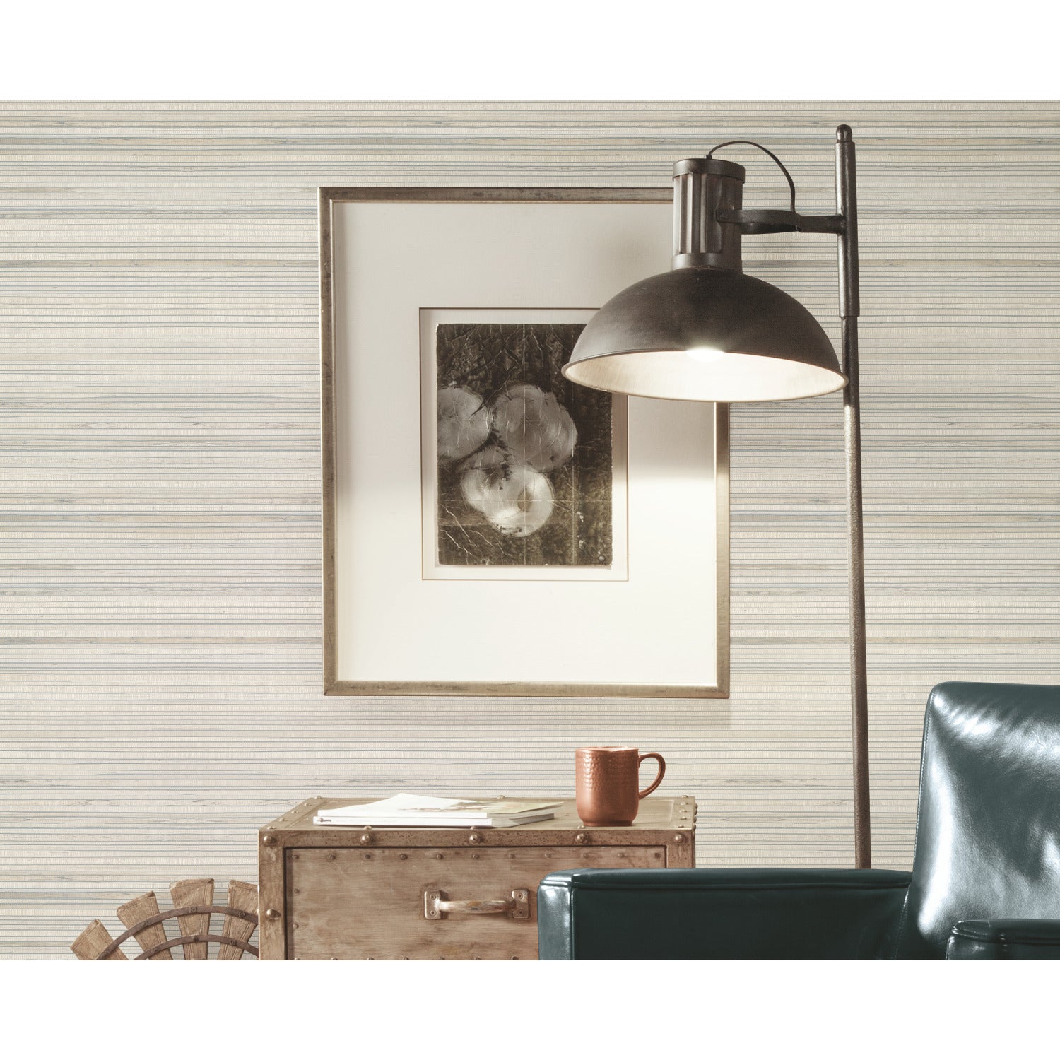Faux Bamboo Grasscloth Peel and Stick Wallpaper in a room setting