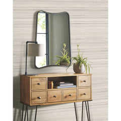 Faux Bamboo Grasscloth Peel and Stick Wallpaper in a room setting