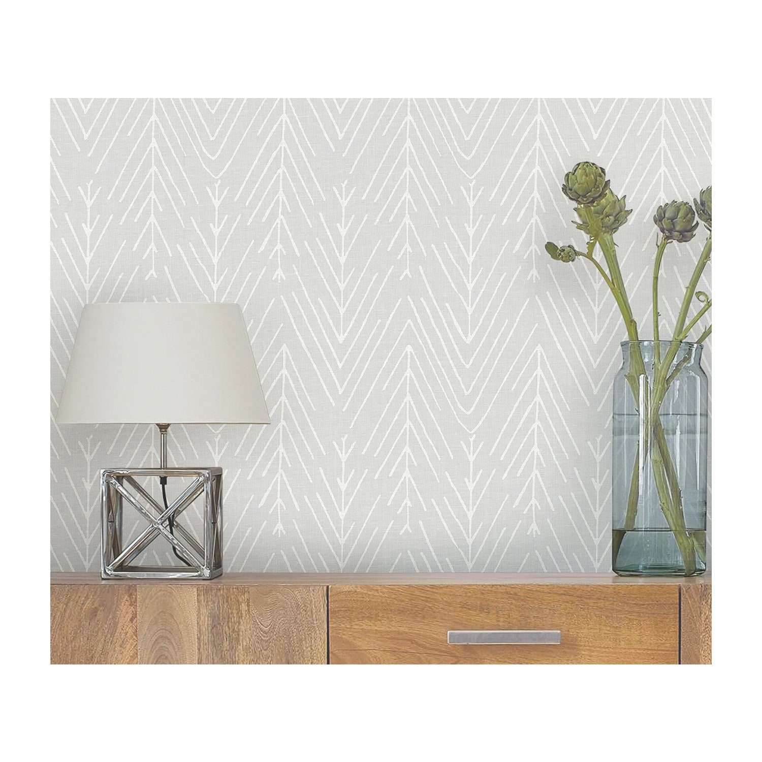 Twig Hygge Herringbone P&S Wallpaper in a room setting