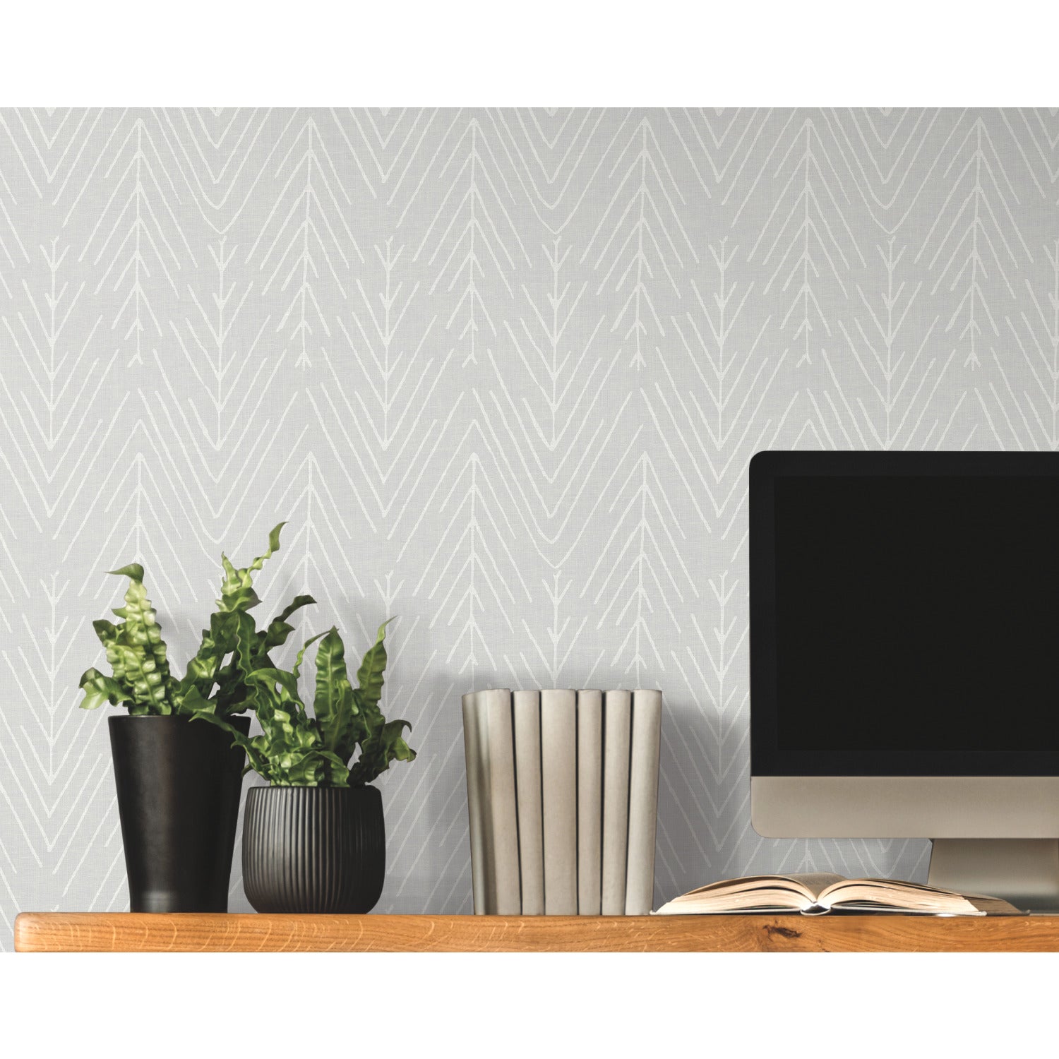 Twig Hygge Herringbone P&S Wallpaper in a room setting