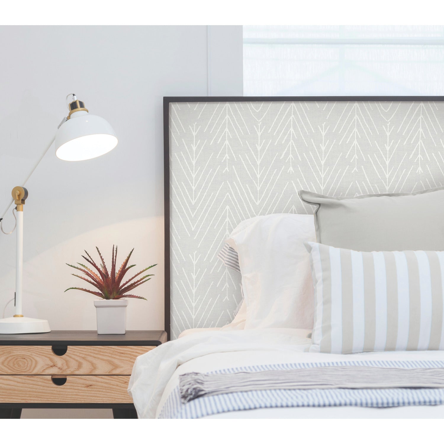 Twig Hygge Herringbone P&S Wallpaper in a room setting