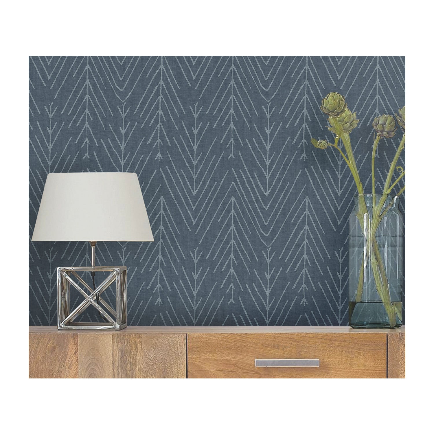 Twig Hygge Herringbone P&S Wallpaper in a room setting