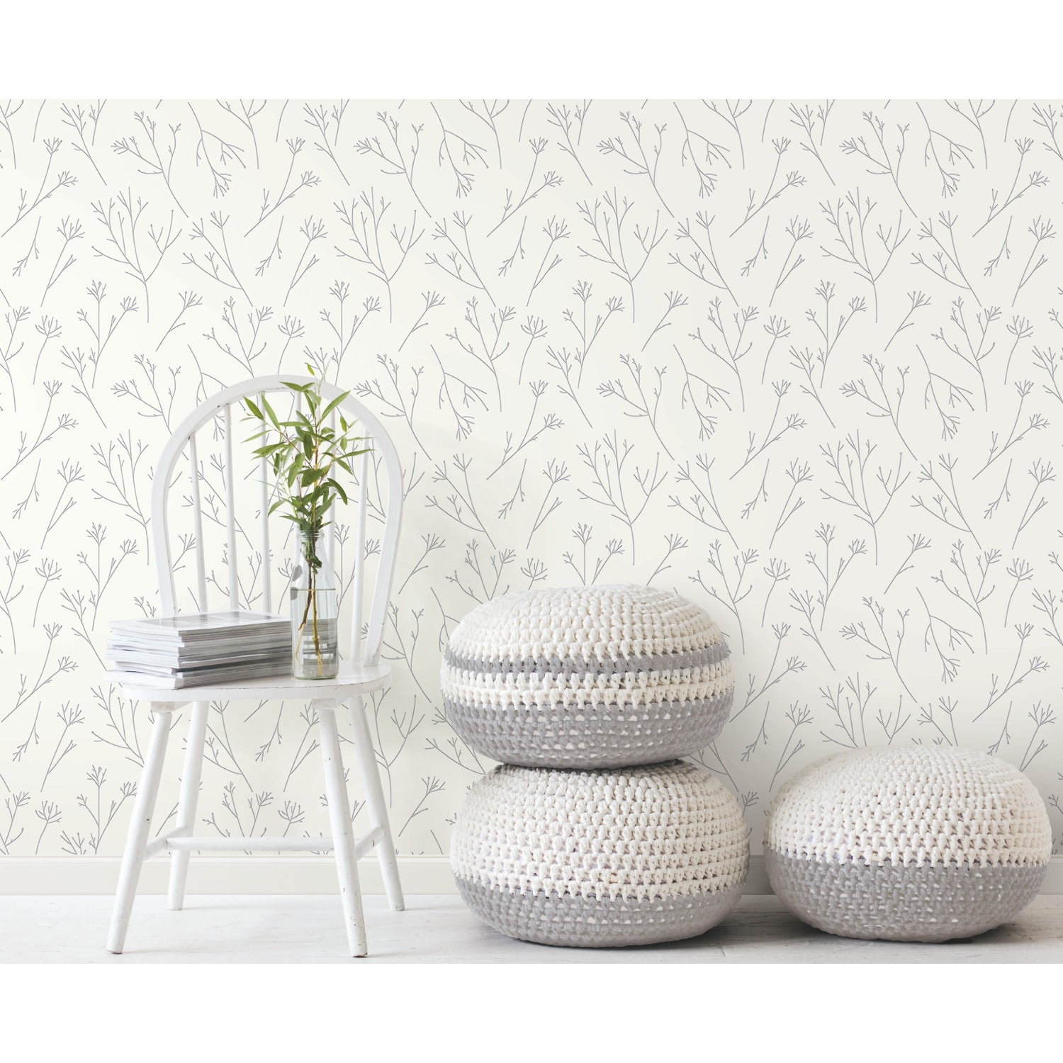 Twigs Peel and Stick Wallpaper in a room setting