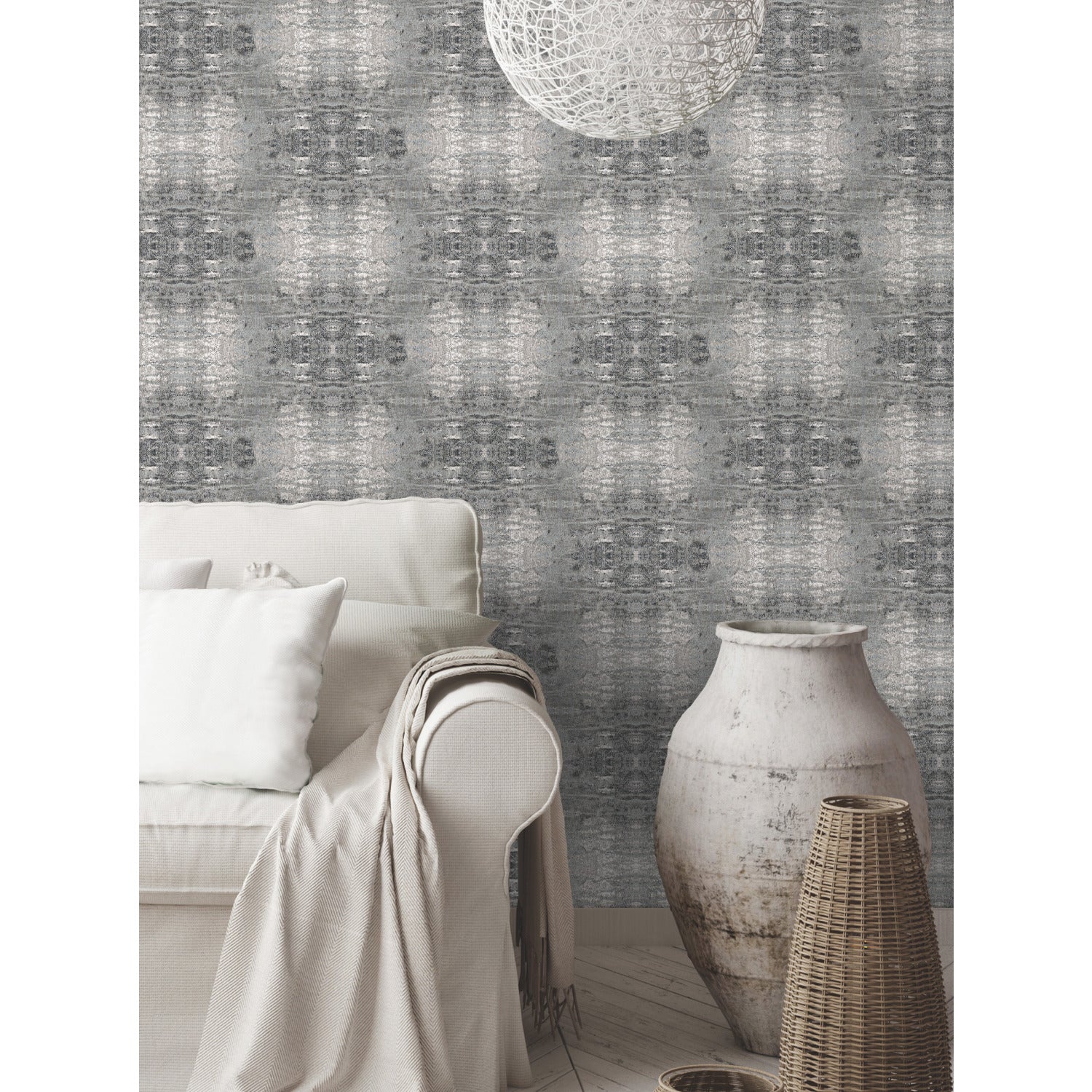 Sarong Print Peel and Stick Wallpaper in a room setting