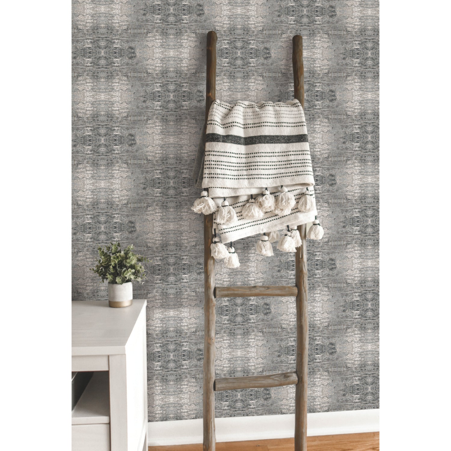 Sarong Print Peel and Stick Wallpaper in a room setting