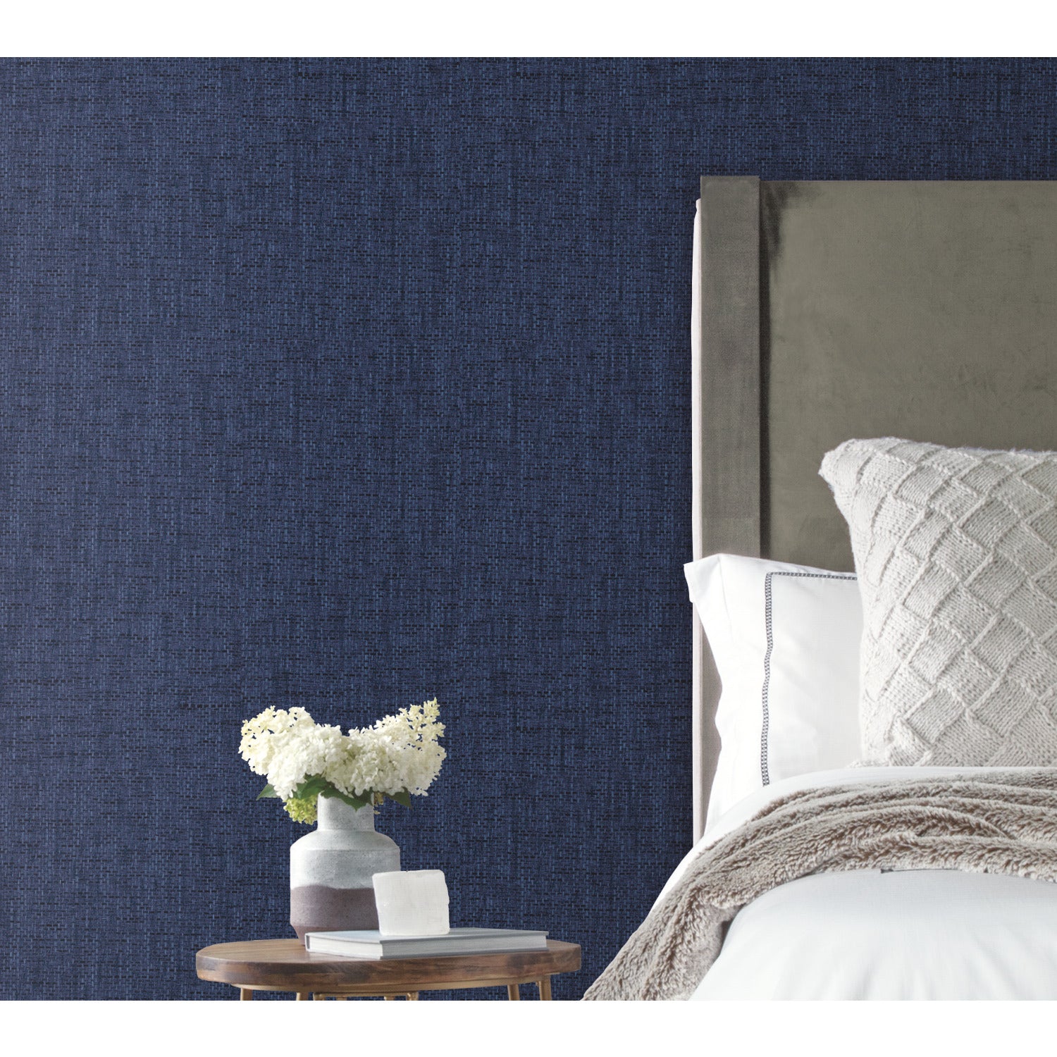 Faux Grasscloth Weave Peel and Stick Wallpaper in a room setting