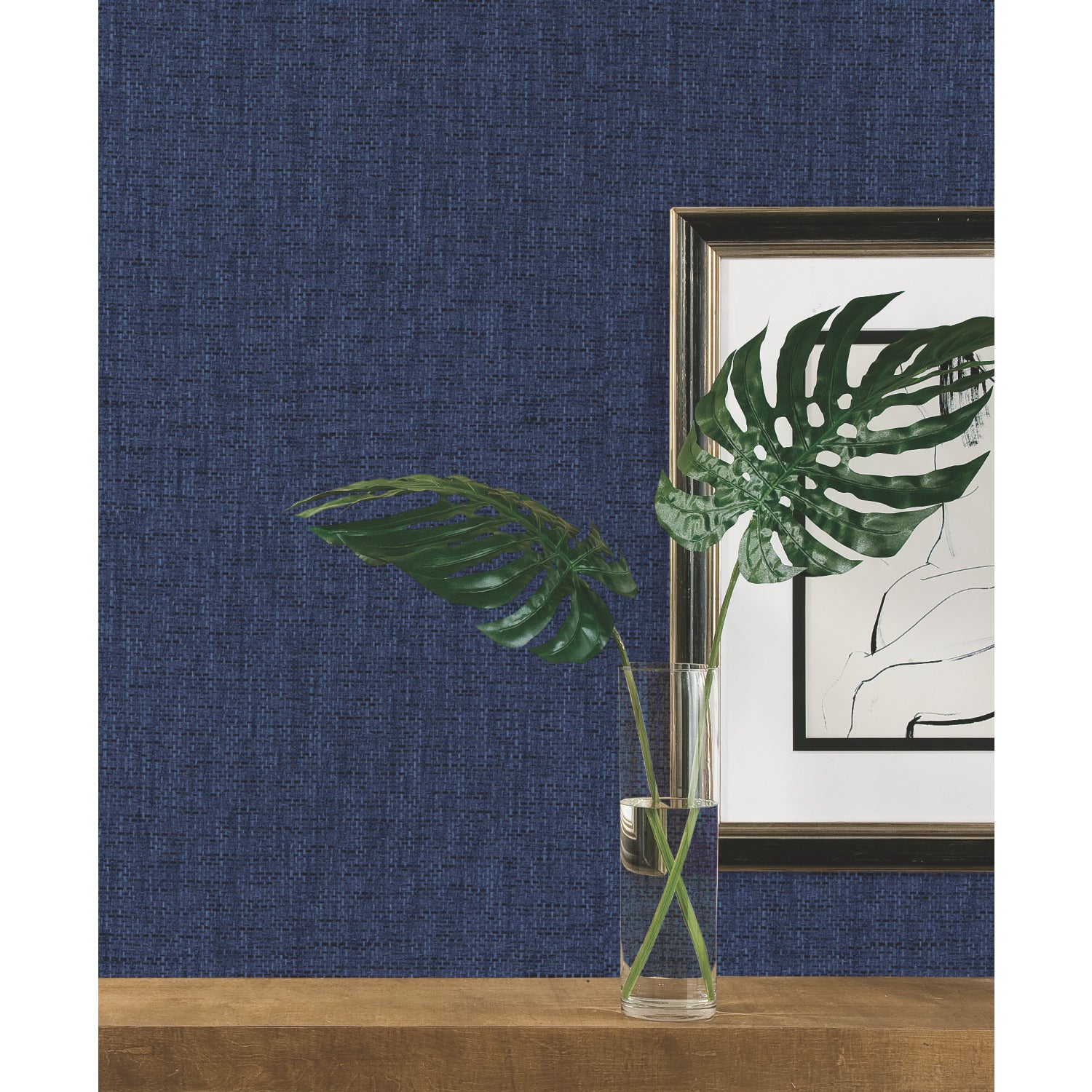 Faux Grasscloth Weave Peel and Stick Wallpaper in a room setting