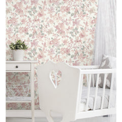 Watercolor Floral Peel and Stick Wallpaper in a room setting
