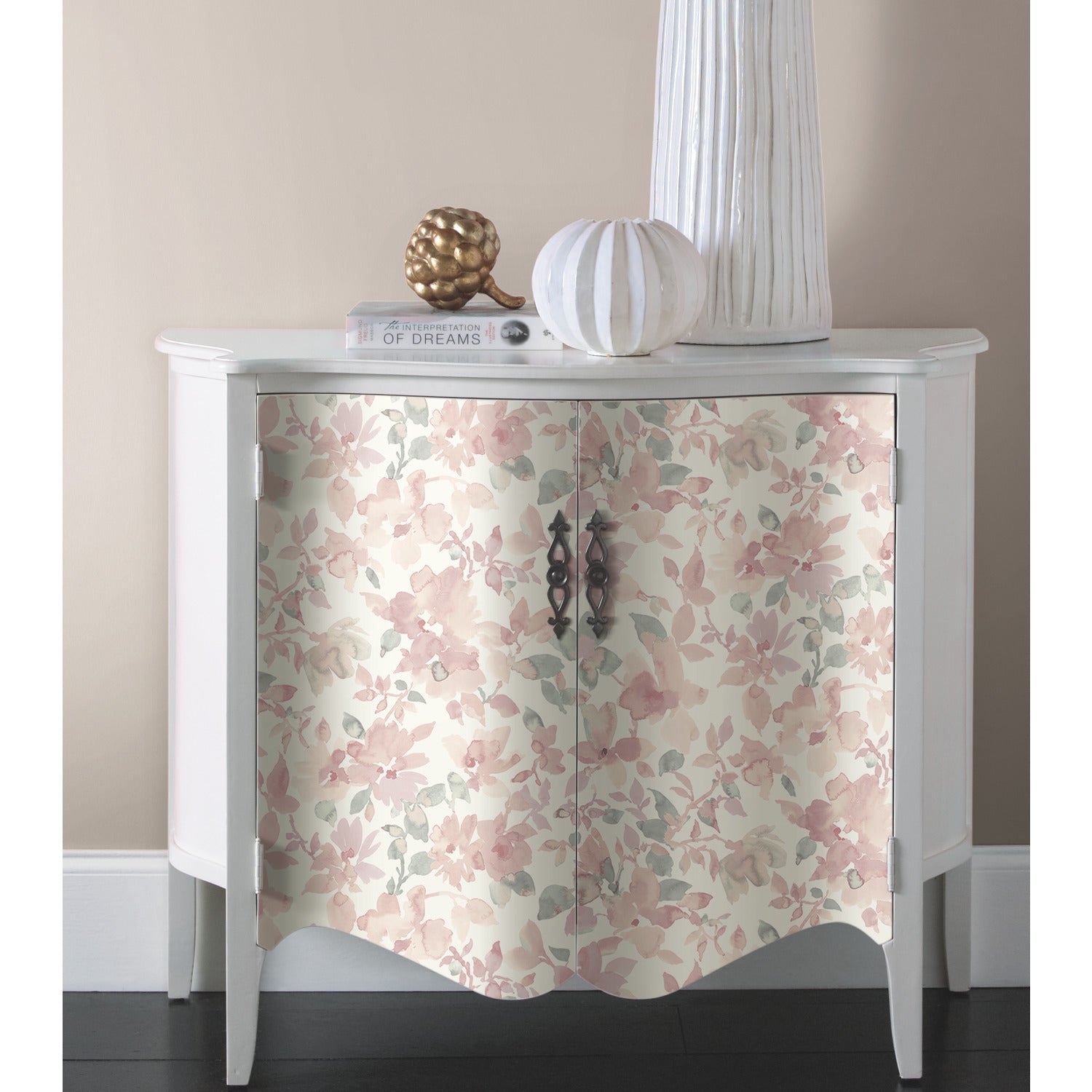Watercolor Floral Peel and Stick Wallpaper in a room setting