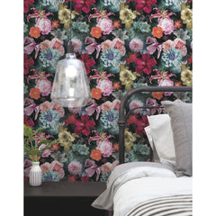 Vintage Floral Blooms P&S Wallpaper in a room setting