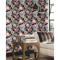 Vintage Floral Blooms P&S Wallpaper in a room setting