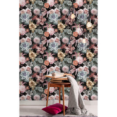 Vintage Floral Blooms P&S Wallpaper in a room setting