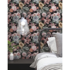 Vintage Floral Blooms P&S Wallpaper in a room setting