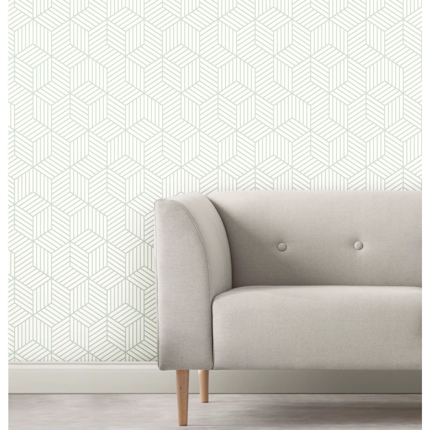 Striped Hexagon Peel and Stick Wallpaper in a room setting
