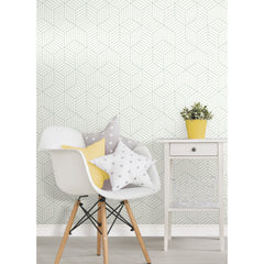 Striped Hexagon Peel and Stick Wallpaper in a room setting