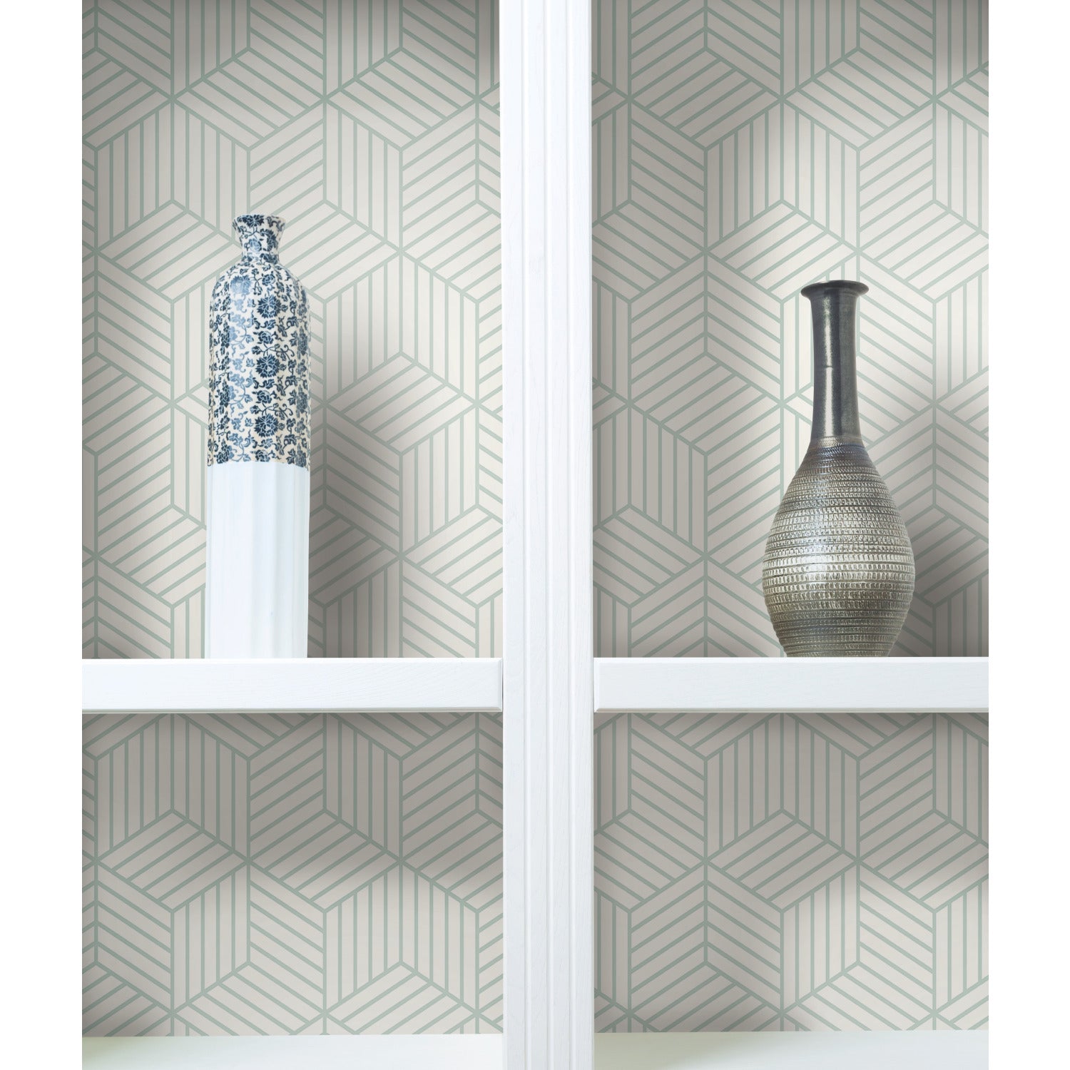 Striped Hexagon Peel and Stick Wallpaper in a room setting