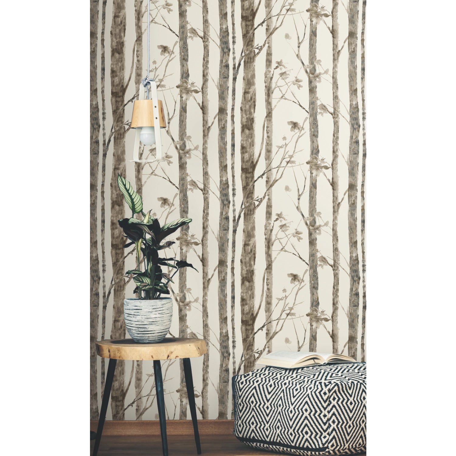 Trees Peel and Stick Wallpaper in a room setting