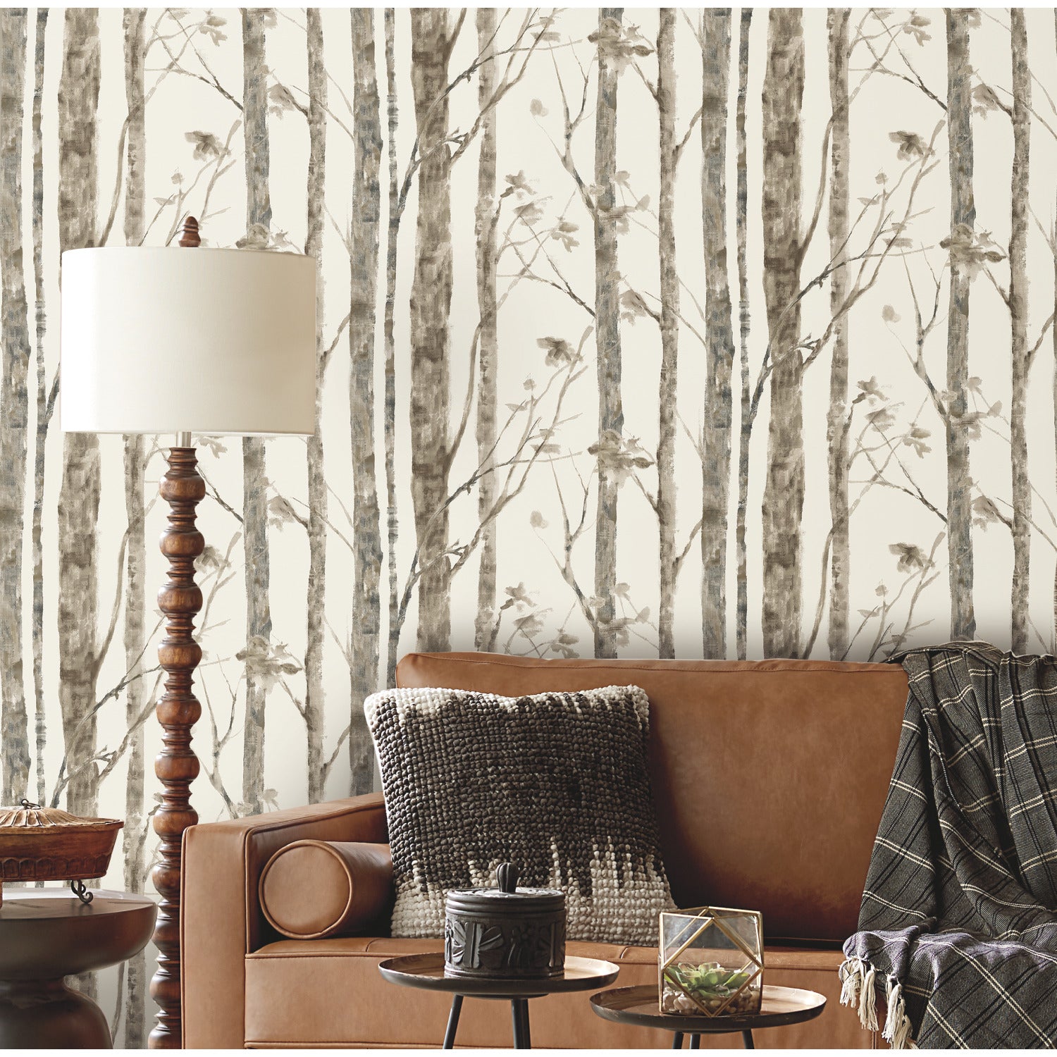 Trees Peel and Stick Wallpaper in a room setting