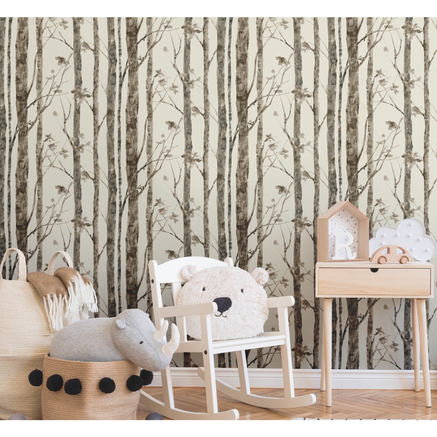 Trees Peel and Stick Wallpaper in a room setting