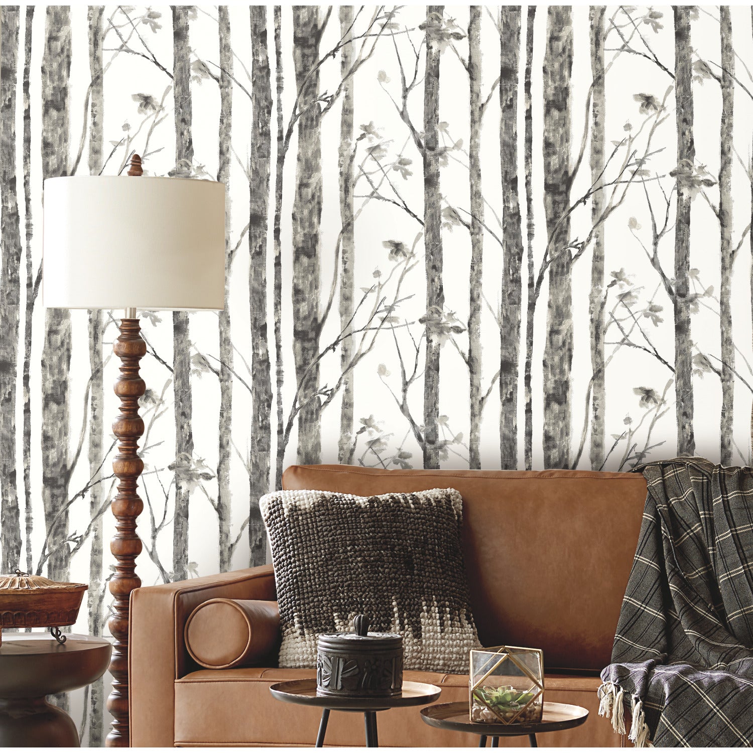 Trees Peel and Stick Wallpaper in a room setting