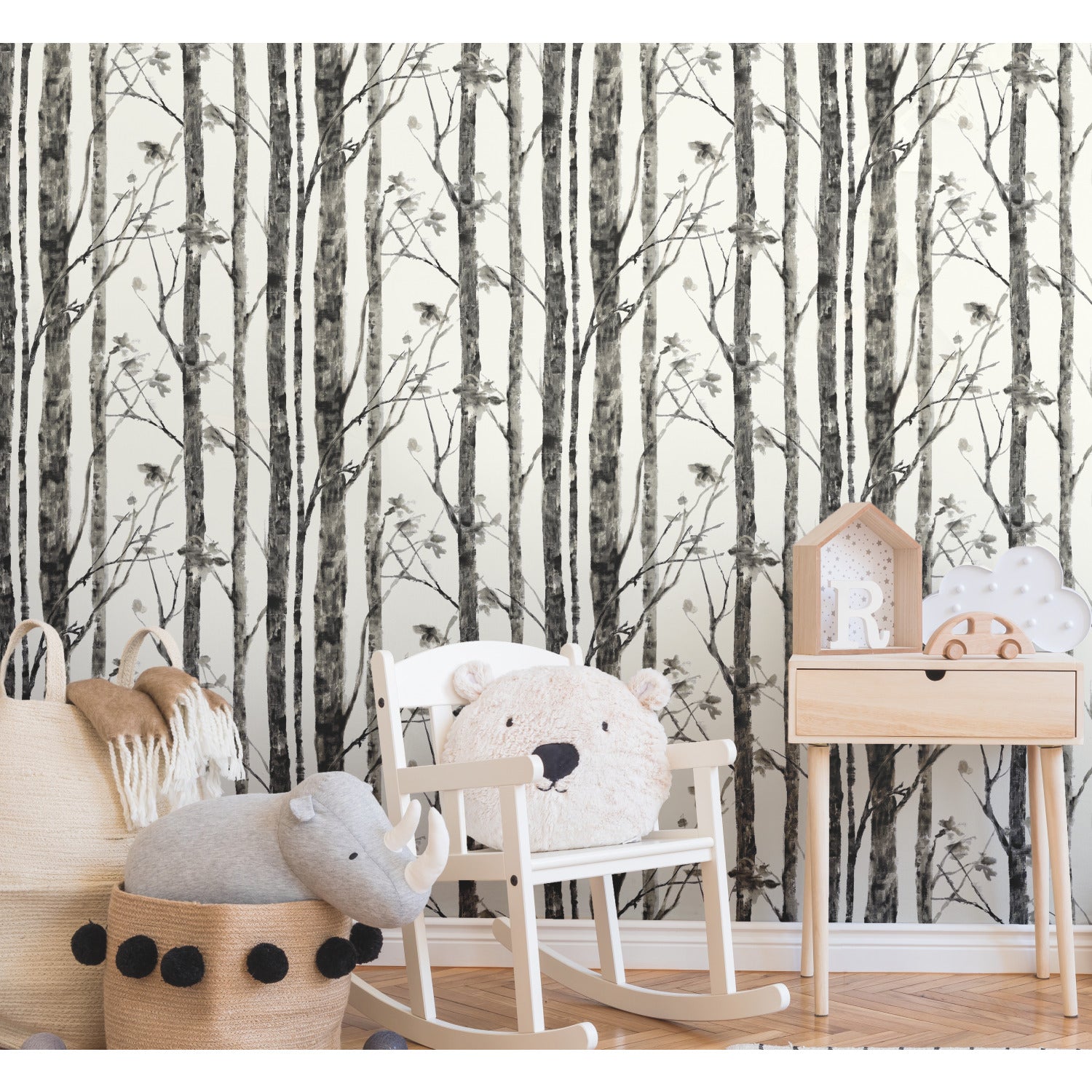 Trees Peel and Stick Wallpaper in a room setting
