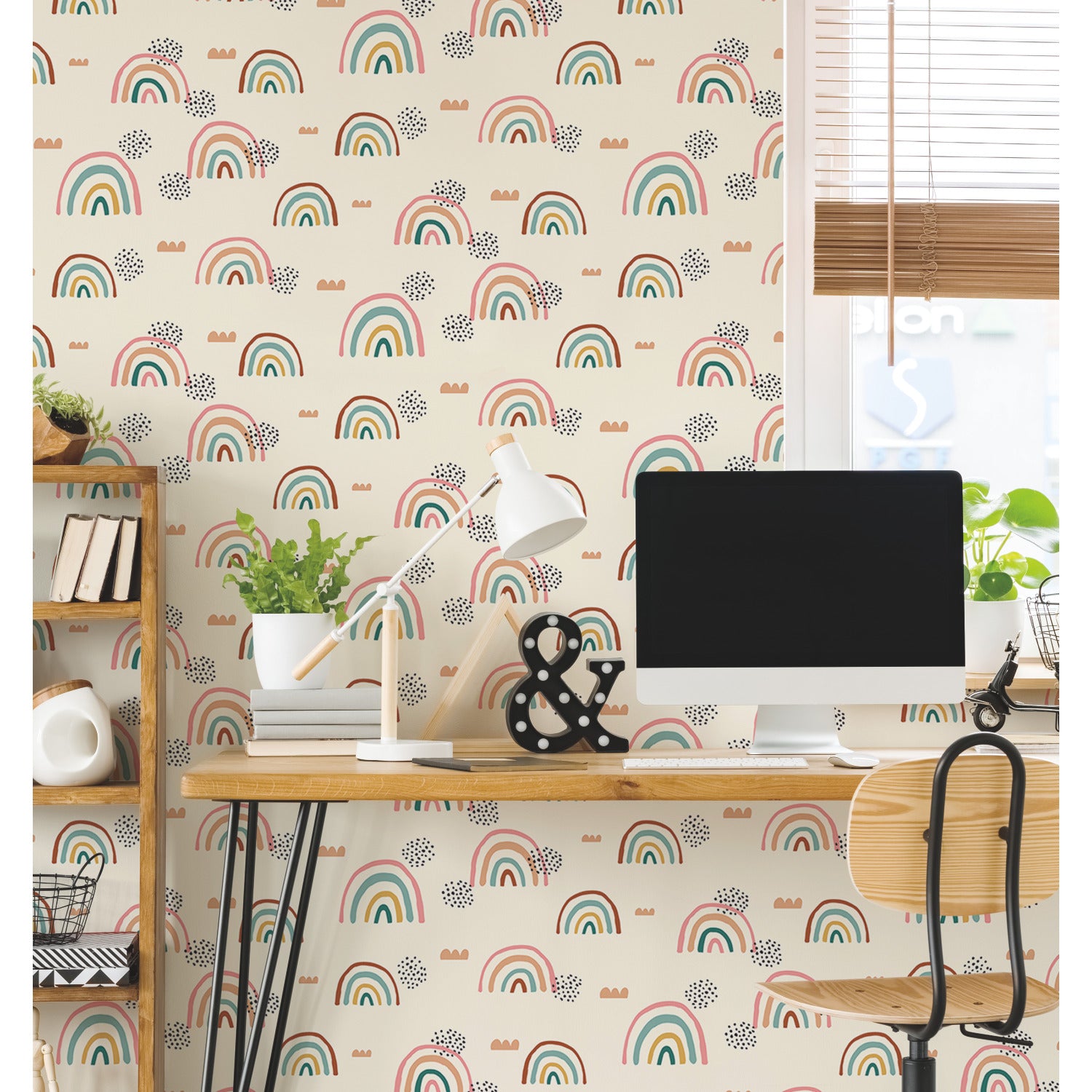 Rainbows End Peel and Stick Wallpaper in a room setting