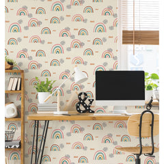 Rainbows End Peel and Stick Wallpaper in a room setting