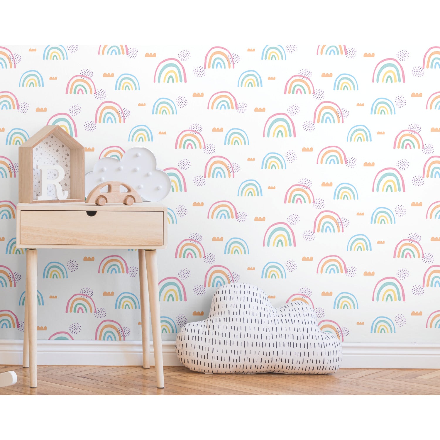 Rainbows End Peel and Stick Wallpaper in a room setting