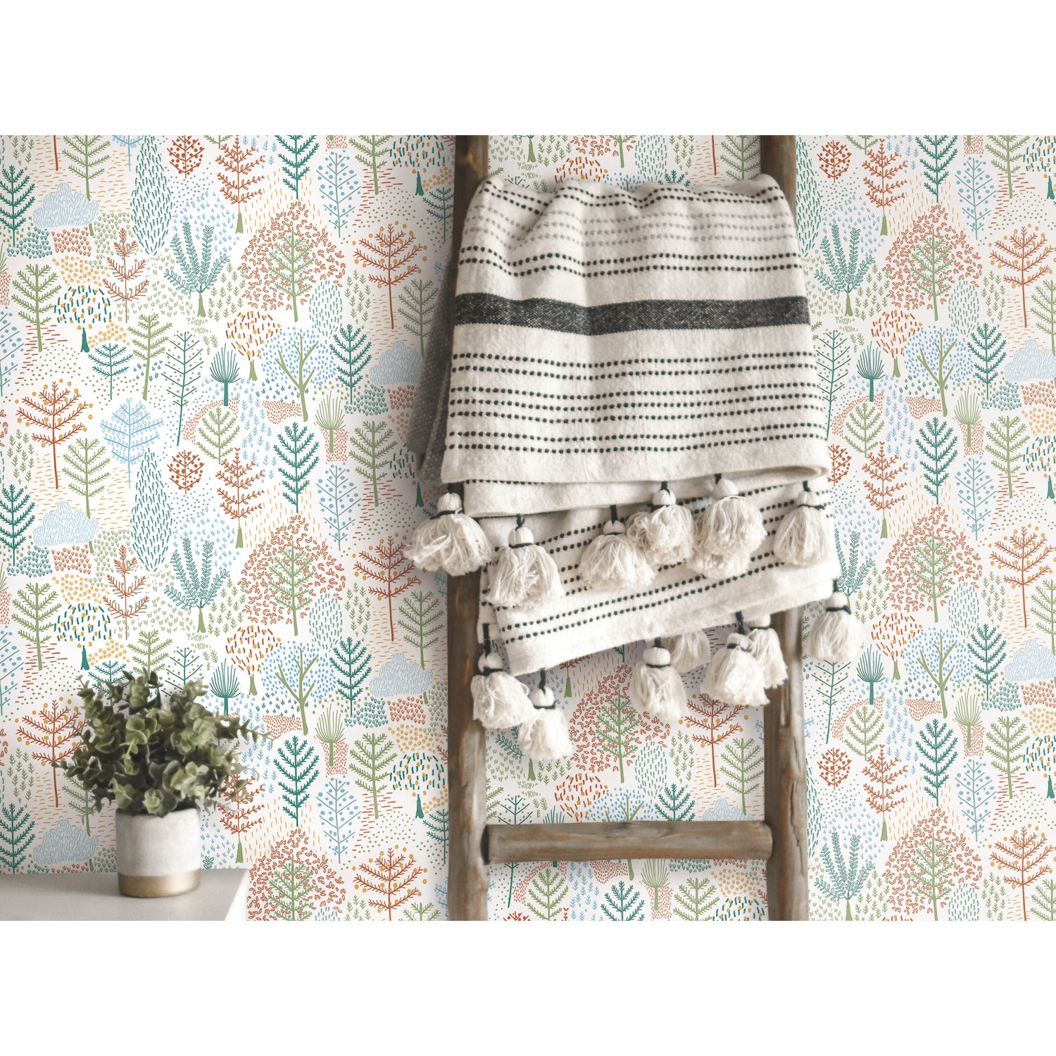 Folklore Trees P&S Wallpaper in a room setting