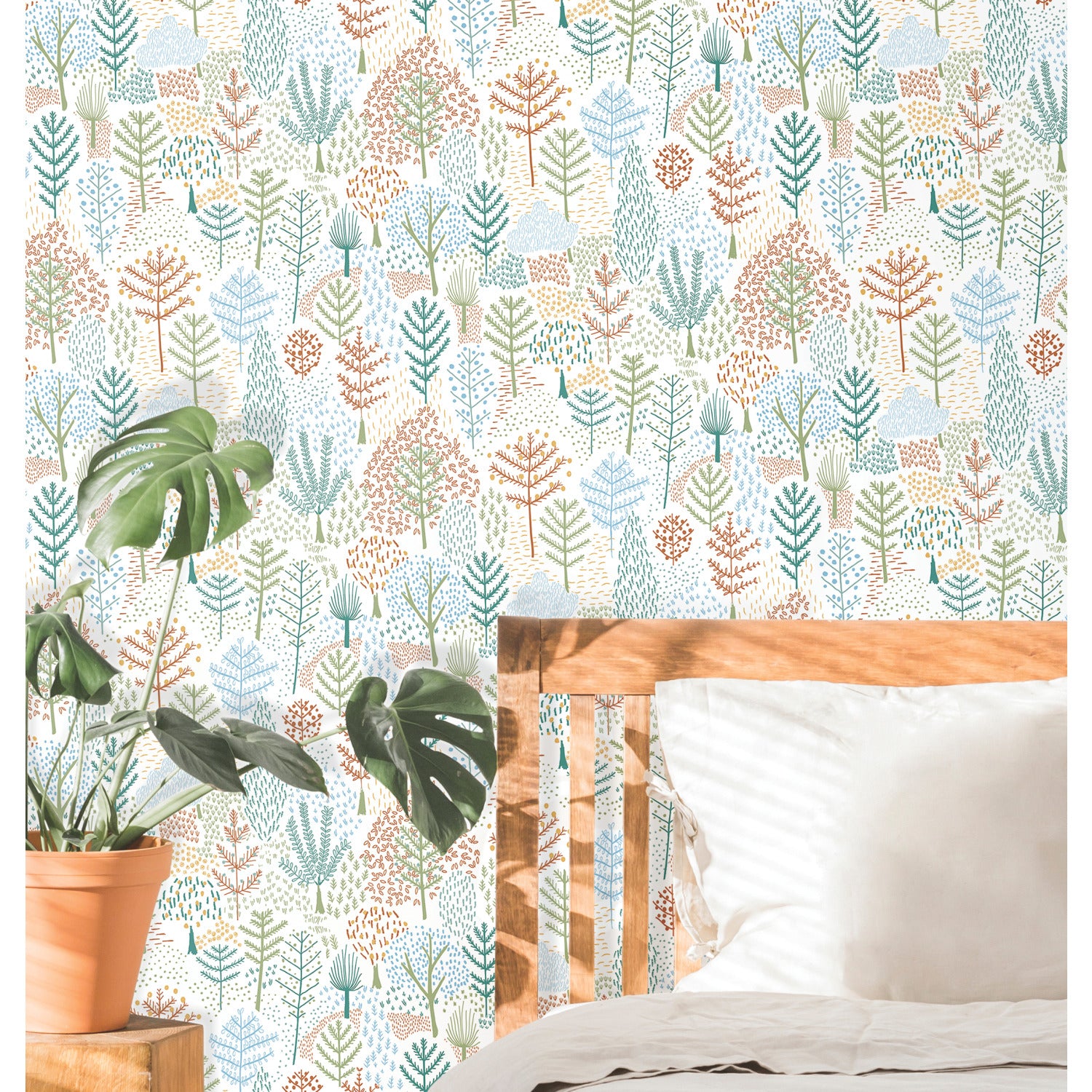 Folklore Trees P&S Wallpaper in a room setting