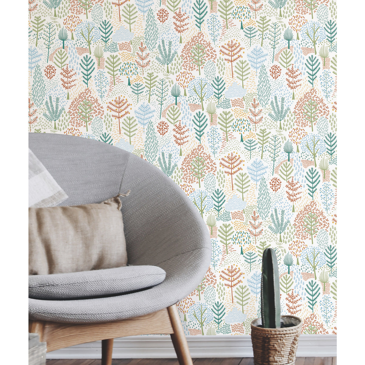 Folklore Trees P&S Wallpaper in a room setting