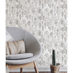 Folklore Trees Peel and Stick Wallpaper in a room setting