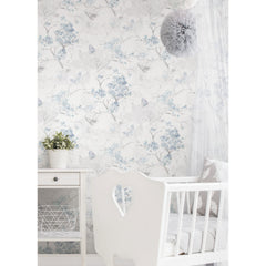 Spring Cherry Blossoms Peel and Stick Wallpaper in a room setting
